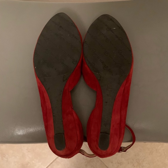 Suede Cranberry Kitten Wedges - Picture 7 of 8